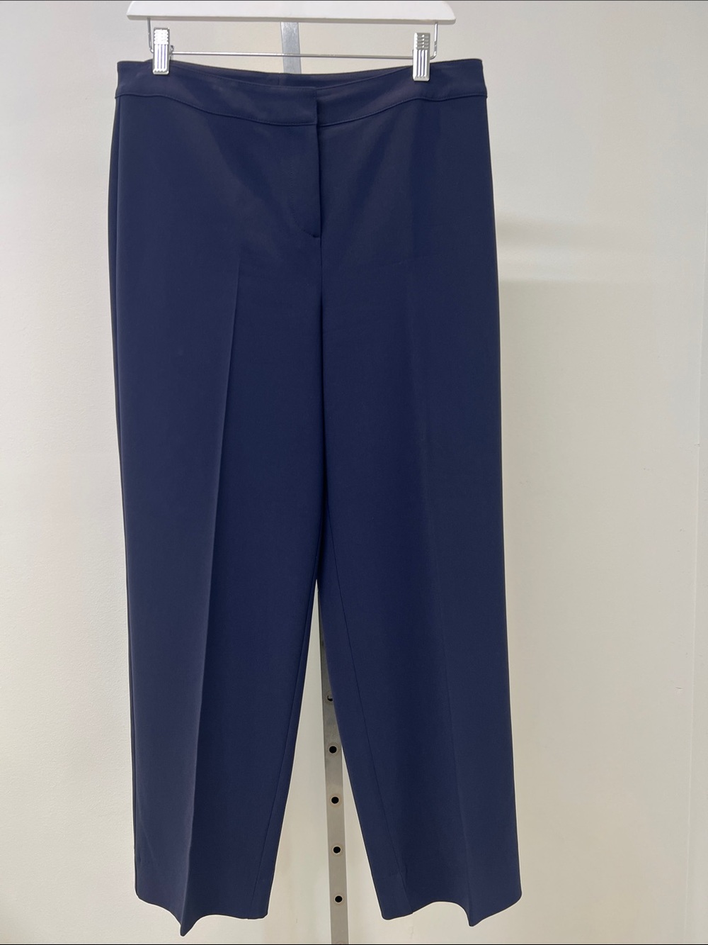 St. John Navy Wide-Leg Tailored Trousers
